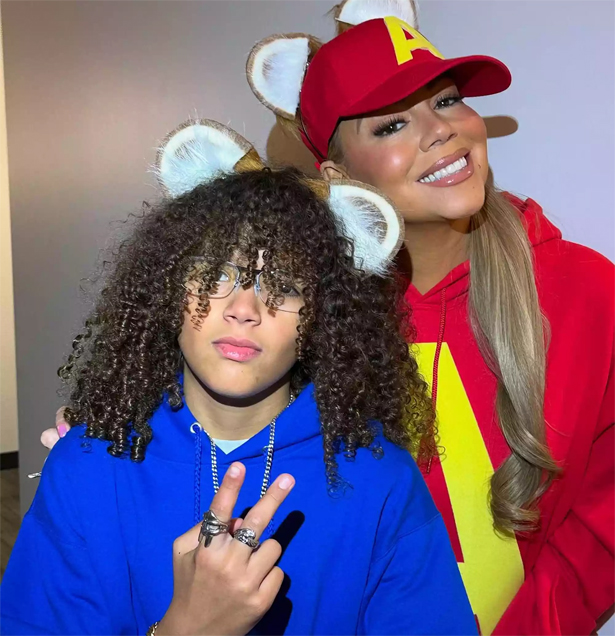 Mariah and son Moroccan rock Chipmunks costumes | mcarchives.com